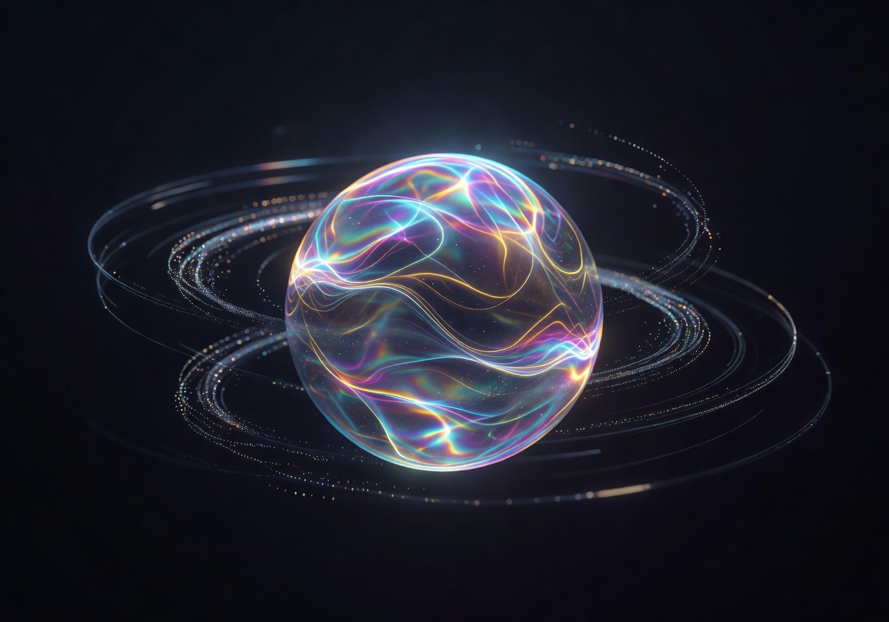 Abstract glowing digital beauty sphere representing the boost system